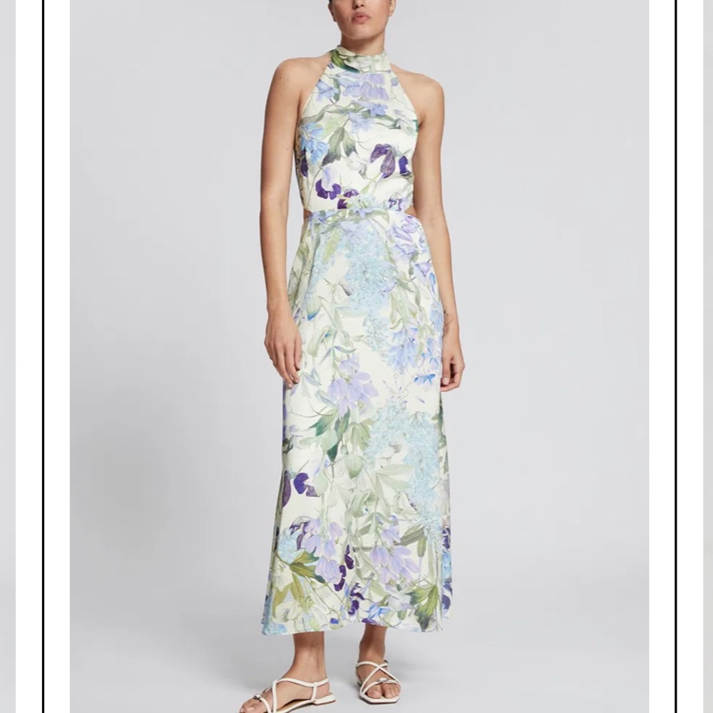 & Other Stories Floral Halter Maxi Dress in White, Lavender, Green